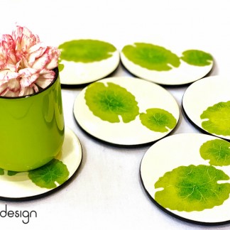 Lotus leaf lacquer coaster set